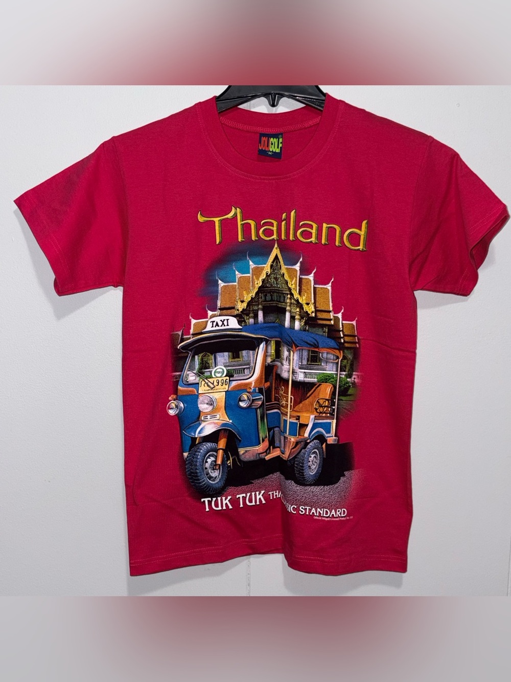 JOLIGOLF Thailand Tuk Tuk Graphic Tee Men’s M Bright Pink Travel Souvenir Shirt